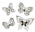 Set  black white butterflies of a tattoo. Vector background Royalty Free Stock Photo