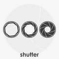 Set of black and white camera shutters vector illustration