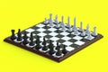 Set of black and white chess figures on chess board. Table games. International tournament Royalty Free Stock Photo