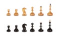 Set of black and white chess figures isolated on a white background Royalty Free Stock Photo