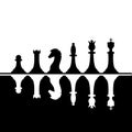 Set of black and white chess pieces. White chess pieces reflected from black. Chess strategy and tactic. Vector illustration Royalty Free Stock Photo