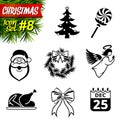 Set of black-and-white christmas icons