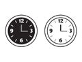 Set of black and white circle clock flat block icon design, classic vintage dial wall timer Royalty Free Stock Photo