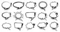 Set of black and white comic speech and thought bubbles with exclamation and question marks Royalty Free Stock Photo