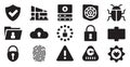 Set of black and white data security icons Royalty Free Stock Photo
