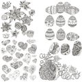 Set of black and white doodles zen tangle elements