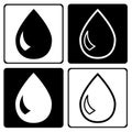 Set of black and white drop icon. Vector illustration Royalty Free Stock Photo