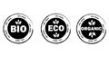 Set of black and white Eco, Bio, Organic stickers, labels, badges and logos. Royalty Free Stock Photo