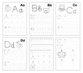 Set of black and white educational pages on line for kids. Learn to trace alphabet letters.