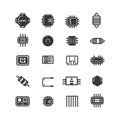Collection of Microchip and Electronic Component Icons Royalty Free Stock Photo