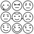 A set of black and white emoticons with various emoticons Royalty Free Stock Photo