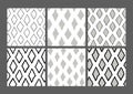 Set of black and white hand drawn seamless texture designs for backgrounds, fabrics and wrapping paper, vector Royalty Free Stock Photo
