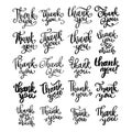 Set of black and white hand-lettered phrases saying "Thank You!" in various styles and designs.