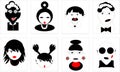 Set black and white icons of characters boy girl man woman Royalty Free Stock Photo