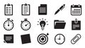 Set of black and white icons with documents Royalty Free Stock Photo