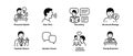 Set of black and white icons for effective public speaking presentations Royalty Free Stock Photo