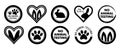 Set of black and white icons. No animal testing.