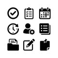 Simple Black and White Business Task Management Icon Set Collection Royalty Free Stock Photo