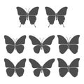 Set of black and white illustrations with a butterfly. Isolated vector objects. Royalty Free Stock Photo