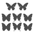 Set of black and white illustrations with a butterfly. Isolated vector objects. Royalty Free Stock Photo