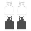 Set of black and white illustrations with sports jersey, shirt for fitness. Royalty Free Stock Photo