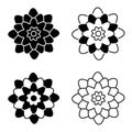 Set of black and white isolated flower icons Royalty Free Stock Photo