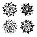 Set of black and white isolated flower icons Royalty Free Stock Photo