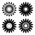 Set of black and white isolated flower icons Royalty Free Stock Photo