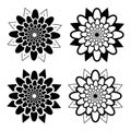 Set of black and white isolated flower icons Royalty Free Stock Photo