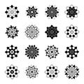 Set of black and white isolated flower icons Royalty Free Stock Photo