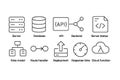 Set of Black and White Line Icons Representing Software Development and Cloud Computing Concepts Royalty Free Stock Photo