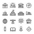 Collection of Simple Line Icons for Education and Learning Royalty Free Stock Photo