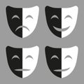 Set of black and white masks with emotions