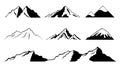 Set Of Black and White Mountain Silhouettes Royalty Free Stock Photo