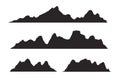 Set of black and white mountain silhouettes.Background border of rocky mountains.