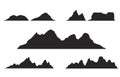 Set of black and white mountain silhouettes.Background border of rocky mountains. Royalty Free Stock Photo