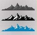 Set of black and white mountain silhouettes. Background border of rocky mountains. Vector illustration. Royalty Free Stock Photo