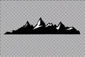 Set of black and white mountain silhouettes.Background border of rocky mountains.Vector illustration. Royalty Free Stock Photo