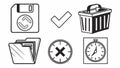 Set of Black and White Office and Computer Icons for User Interface, vector design Generative AI Royalty Free Stock Photo