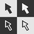 Set of black and white pixel arrow cursor icon isolated on background. Modern flat pictogram intern Royalty Free Stock Photo