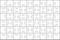 Set of black and white puzzle pieces. Jigsaw grid puzzle 48 pieces. Line mockup - stock vector Royalty Free Stock Photo