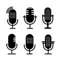 Set of black and white Radio icon illustrations.