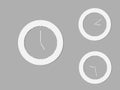A set of black and white round clocks with different times for logo and icon