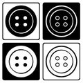 Set of black and white round clothing buttons icon. Vector illustration