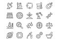A set of black and white science and research icons with clear lines and smooth contours Royalty Free Stock Photo