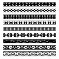Set of black and white seamless geometric shapes and borders 04