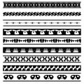 Set of black and white seamless geometric shapes and borders 05
