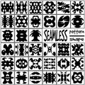 Set of black and white seamless geometric shapes