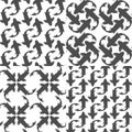 Set of black and white seamless patterns with koi carp fish. Royalty Free Stock Photo