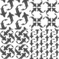 Set of black and white seamless patterns with koi carp fish. Vector backgrounds. Royalty Free Stock Photo